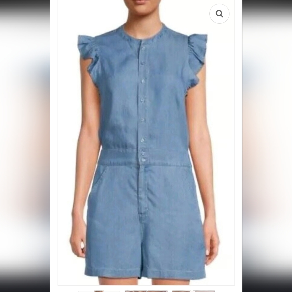 Joes‎ Jeans Medium Blue Chambray Flutter Sleeve Romper Sz M Preppy Summer NWOT